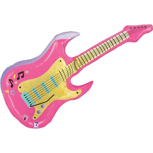 Pink Rock Guitar Shape Foil Balloon