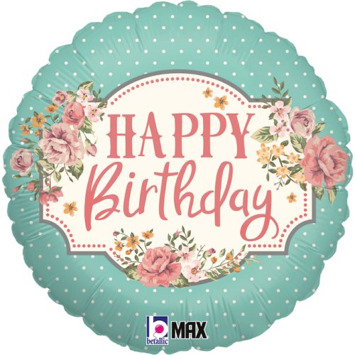 Old Fashioned Floral Round Shape HB Foil Balloon