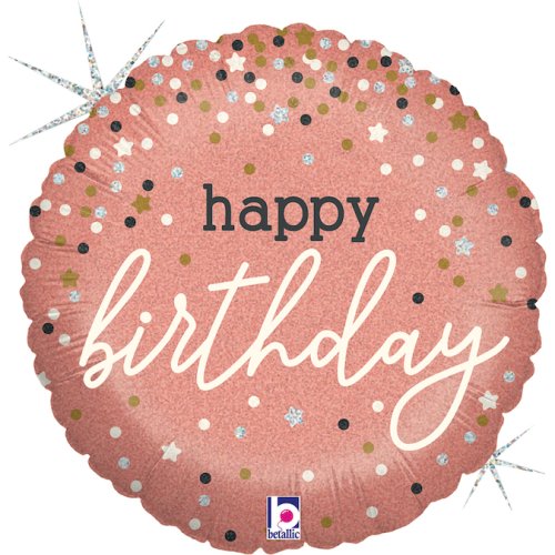 Sparkly Rose gold Round Shape HB Foil Balloon