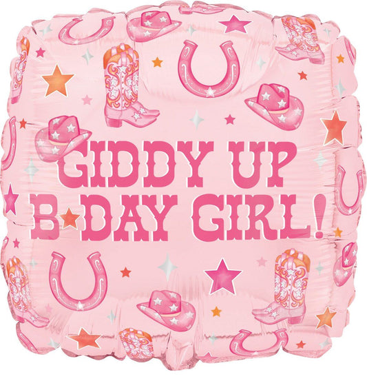 Giddy Up Girl Round Shape HB Foil Balloon