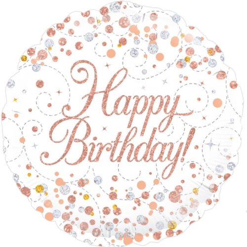 Sparkly Rose Gold & White Round Shape HB Foil Balloon