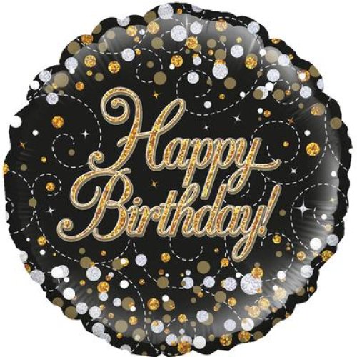 Sparkly Black Round Shape HB Foil Balloon