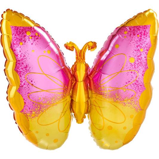 Pink and Gold Butterfly Shape Foil Balloon