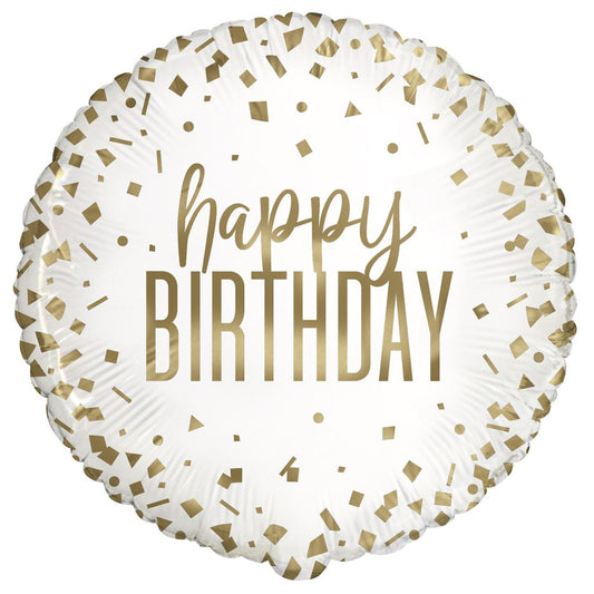 White & Gold Round Shape HB Foil Balloon