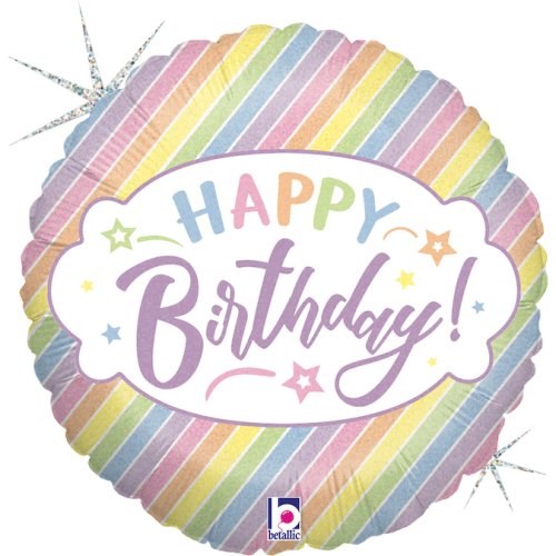 Pastel Stripes Round Shape HB Foil Balloon