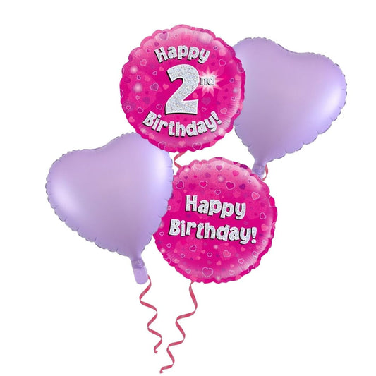 2nd Birthday Pink Foil Bouquet