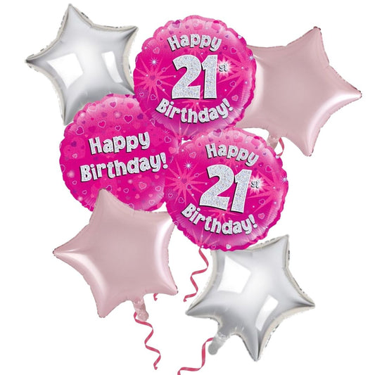 Pink 21st Birthday Foil Bouquet