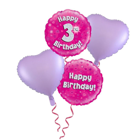 3rd Birthday Pink Foil Bouquet