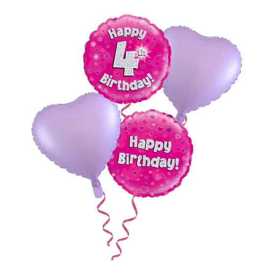 4th Birthday Pink Foil Bouquet