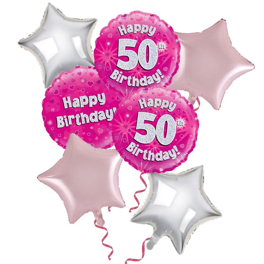 Pink 50th Birthday Foil Bouquet