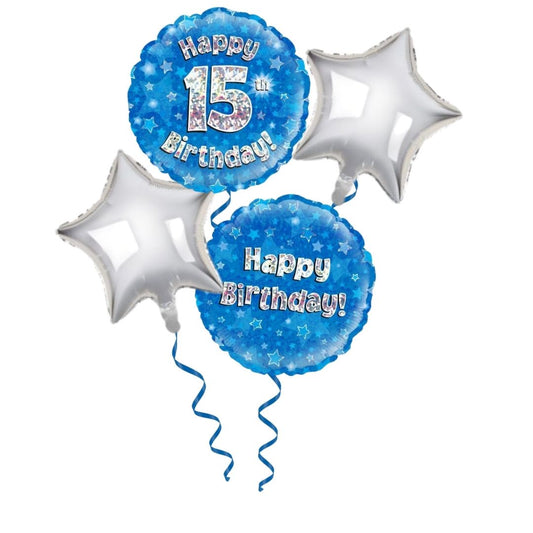 15th Birthday Blue Foil Bouquet