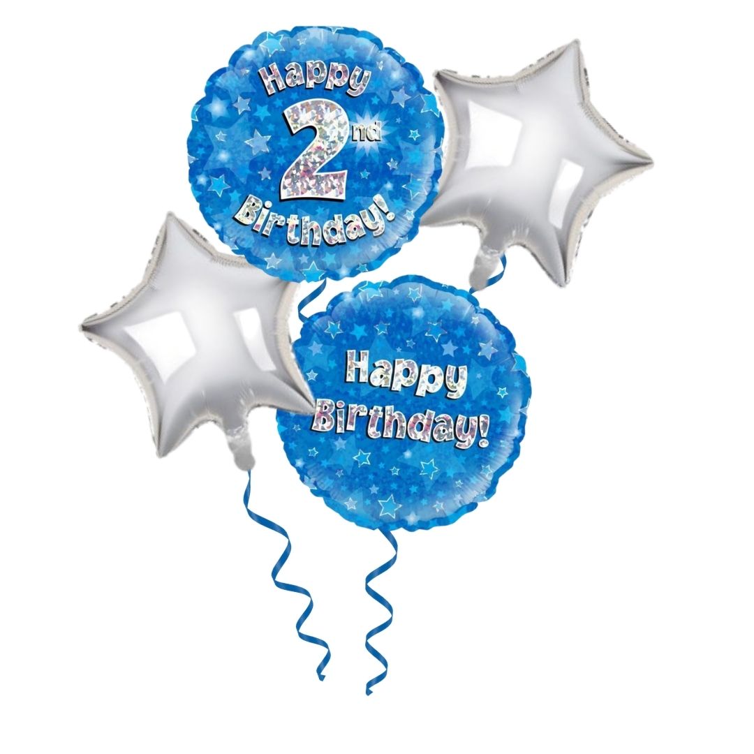 2nd Birthday Blue Foil Bouquet