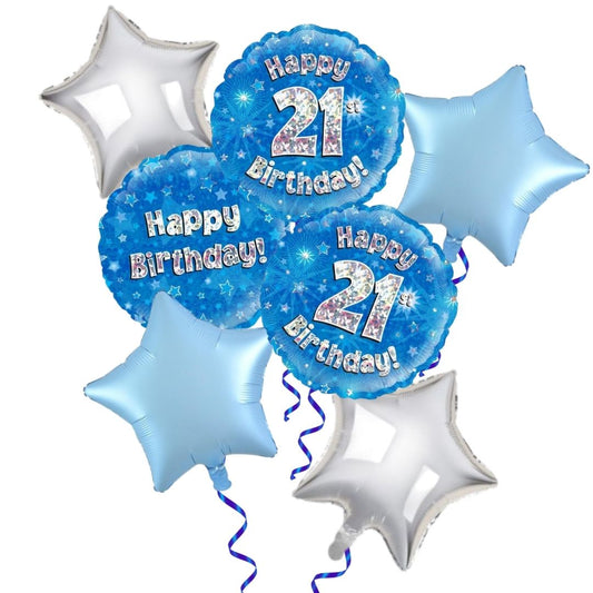 Blue 21st Birthday Foil Bouquet