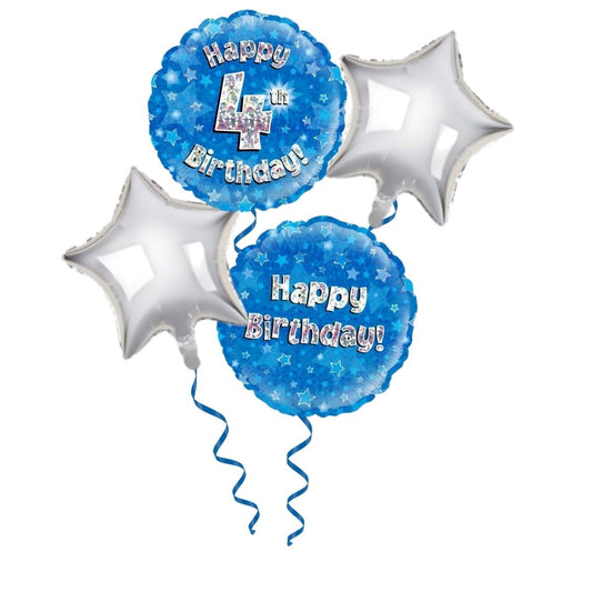 4th Birthday Blue Foil Bouquet