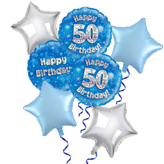 Blue 50th Birthday Foil Bouquet