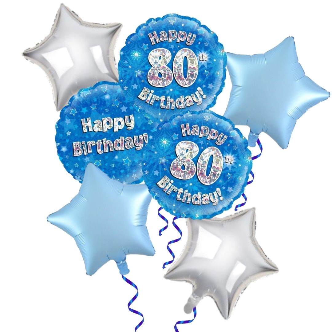 Blue 80th Birthday Foil Bouquet