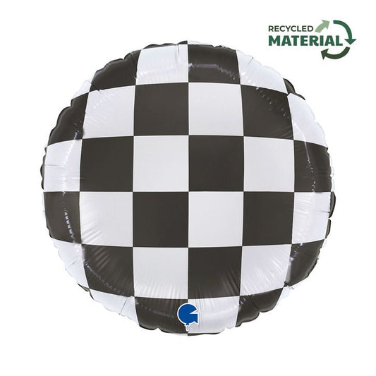 Racing Flag Round Shape Foil Balloon