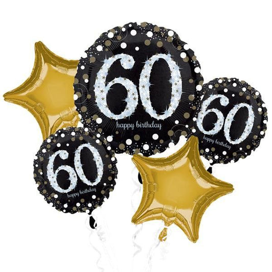 60th Black Birthday Foil Balloon Bouquet