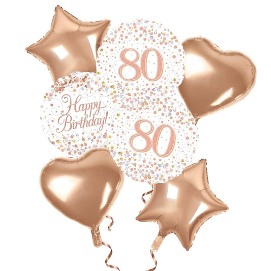 80th Birthday Rose Gold Foil Bouquet